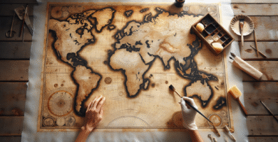 Mastering Faux-Aged Paper for Vintage World Map Murals