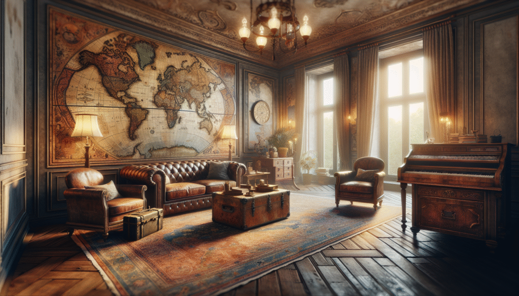 Enhance Travel Rooms with Vintage Map Murals' Antique Charm