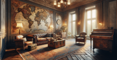 Enhance Travel Rooms with Vintage Map Murals' Antique Charm